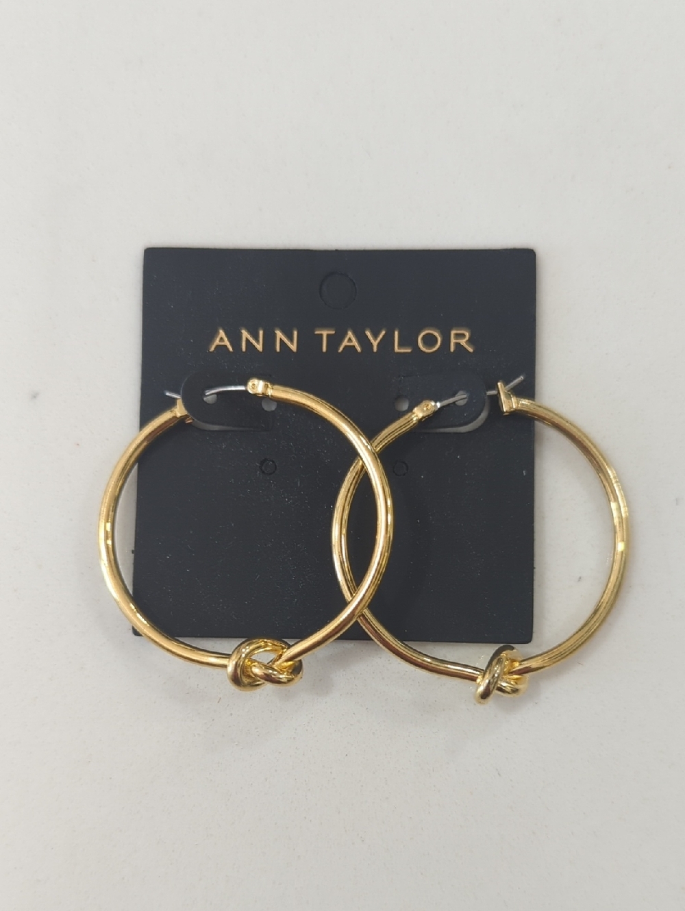 Ann Taylor Gold Knot Hoop Earrings - Shiny Gold Finish